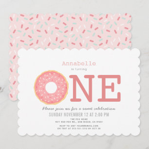 Donut Simple Pink Girl 1e verjaardag Kaart