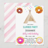 Donut-slaapfeest uitnodiging (Voorkant / Achterkant)