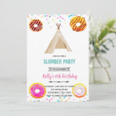 Donut slumber party-uitnodiging kaart (Staand voorkant)