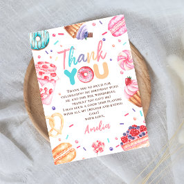 Donut Snoep Meisje Verjaardag Foto Bedankt Kaart