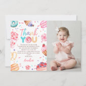 Donut Snoep Meisje Verjaardagsfoto Dank u kaart (Voorkant)