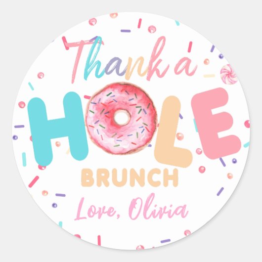 Donut Snoep Verjaardagssticker Ronde Sticker (Voorkant)