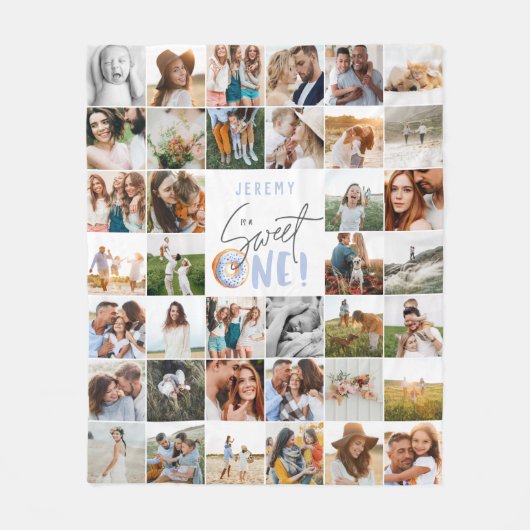 donut snoet 1 1 e verjaardag multi foto fleece bl  (Voorkant)