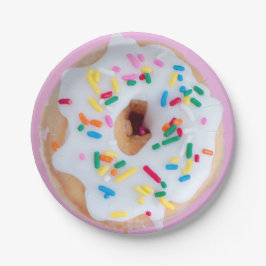 Donut-sprinkels roze wit leuk papieren bord