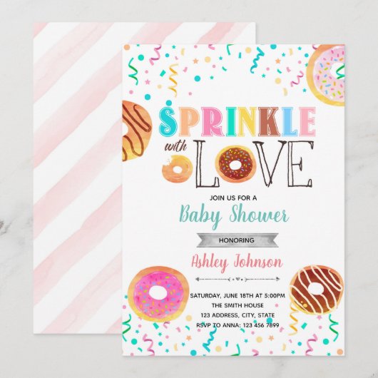 Donut sprinkhaan met liefdesuitnodiging kaart (Voorkant / Achterkant)