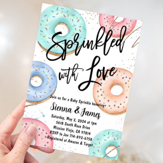 Donut Sprinkle Baby shower, bestrooid met liefde Kaart