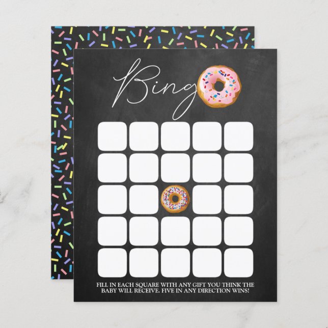 Donut Sprinkle Baby Shower Bingo (Voorkant / Achterkant)