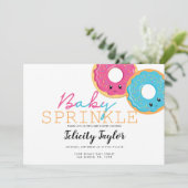 Donut Sprinkle Baby shower Blue Pink Twins Aankondiging (Staand voorkant)