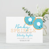 Donut Sprinkle Baby shower Blue Twin Boys Aankondiging (Staand voorkant)