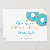 Donut Sprinkle Baby shower Blue Twin Boys Aankondiging (Voorkant / Achterkant)