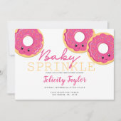 Donut Sprinkle Baby shower Roze Aankondiging (Voorkant)