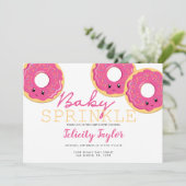 Donut Sprinkle Baby shower Roze Aankondiging (Staand voorkant)
