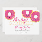 Donut Sprinkle Baby shower Roze Aankondiging (Voorkant / Achterkant)