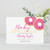 Donut Sprinkle Baby shower Roze Twin Girls Aankondiging (Staand voorkant)