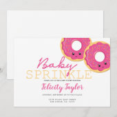 Donut Sprinkle Baby shower Roze Twin Girls Aankondiging (Voorkant / Achterkant)