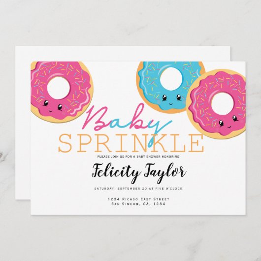 Donut Sprinkle Baby shower Triplets Aankondiging (Voorkant / Achterkant)
