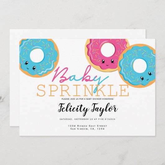 Donut Sprinkle Baby shower Triplets Aankondiging (Voorkant / Achterkant)