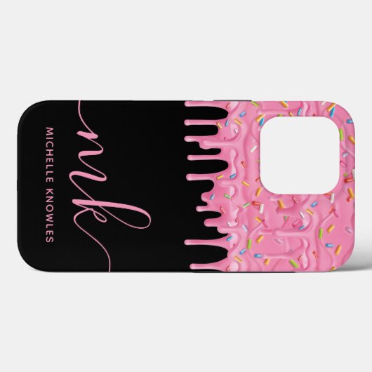 Donut Sprinkle Drip Custom Monogram and Name Case-Mate iPhone Case (Achterkant (horizontaal))