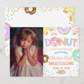 Donut Sprinkle Girl Birthday met foto Kaart (Voorkant / Achterkant)