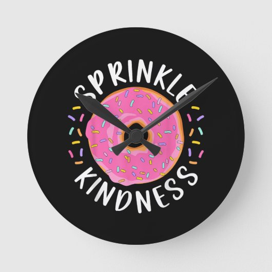 Donut Sprinkle Kindness Funny Girls Women Doughnut Ronde Klok (Voorkant)