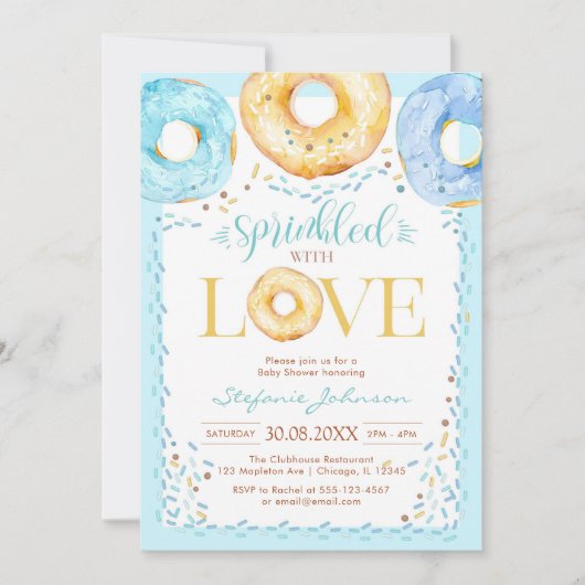 Donut Sprinkled with Love Baby Shower Invitation Kaart (Voorkant)