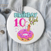 Donut Sprinkler Birthday Girl Party Theme MAtching Ronde Button 6,0 Cm (In situ)