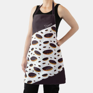 Donut Sprinkles Brown White Smiling Food Pattern Schort