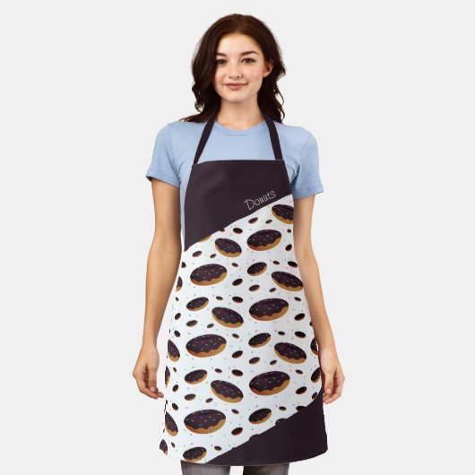 Donut Sprinkles Brown White Smiling Food Pattern Schort (Gedragen)