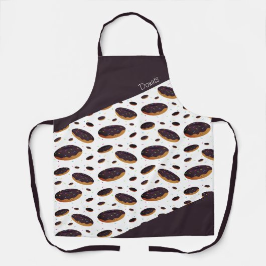 Donut Sprinkles Brown White Smiling Food Pattern Schort (Voorkant)