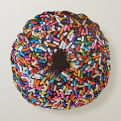 Donut Sprinkles Chocolate Icing Pillow Rond Kussen (Voorkant)