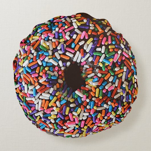 Donut Sprinkles Chocolate Icing Pillow Rond Kussen (Achterkant)