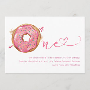 Donut Sprinkles Pink Girls 1ste verjaardag Kaart