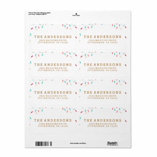 DONUT SPRINKLES RETOURADRES LABEL (Full Sheet)