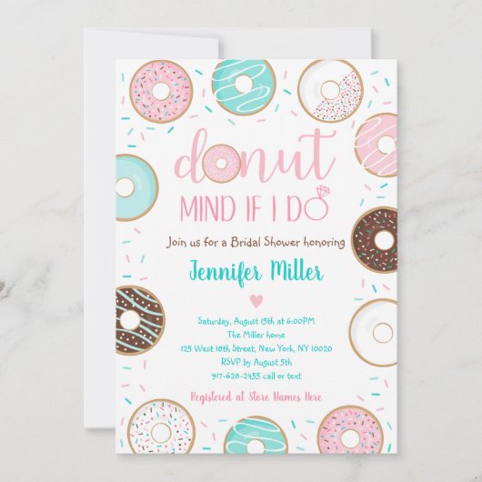 Donut Sprinkles Roze Blauw Vrijgezellenfeest Brunc Kaart (Voorkant)