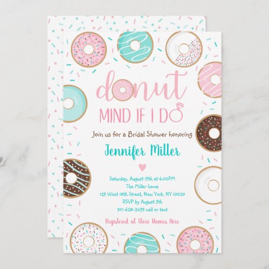 Donut Sprinkles Roze Blauw Vrijgezellenfeest Brunc Kaart (Voorkant / Achterkant)