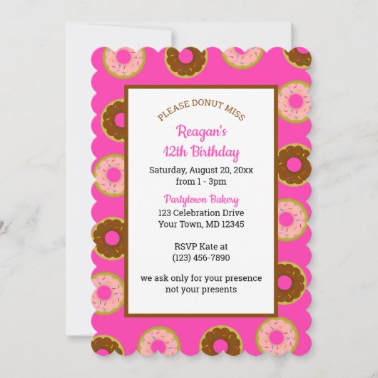 Donut Sprinkles Roze Verjaardag Kaart (Voorkant)