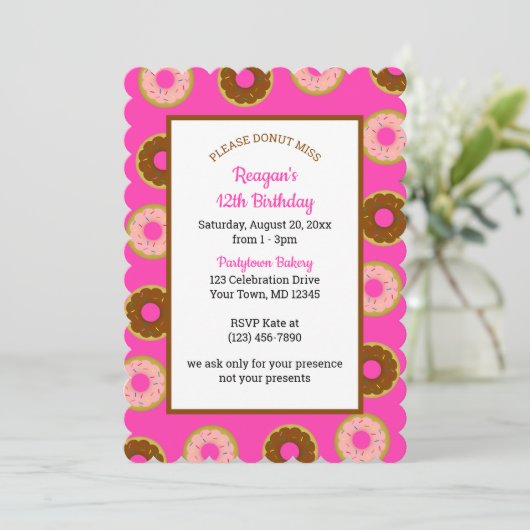 Donut Sprinkles Roze Verjaardag Kaart (Staand voorkant)