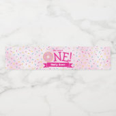 Donut Sprinkles Roze Waterverf meisje 1 verjaardag Waterfles Etiket (Enkel label)