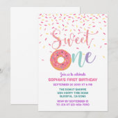 Donut & Sprinkles Sweet One 1e verjaardag Kaart (Voorkant / Achterkant)