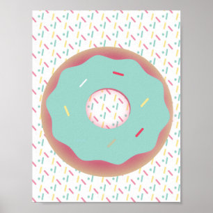 Donut Sprinkles Wall Art Blauwgroen Poster
