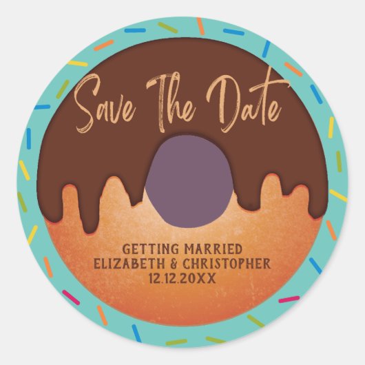 Donut Sprinkles Wedding Save the Date Seal Ronde Sticker (Voorkant)