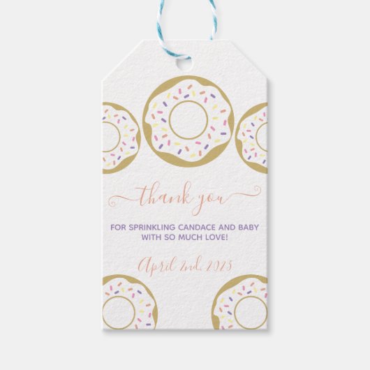 Donut Sprinsed met Love Baby Sprinkle Dank je Cadeaulabel (Voorkant)