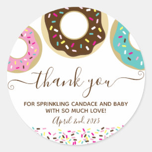 Donut Sprinsed met Love Baby Sprinkle Dank je Ronde Sticker