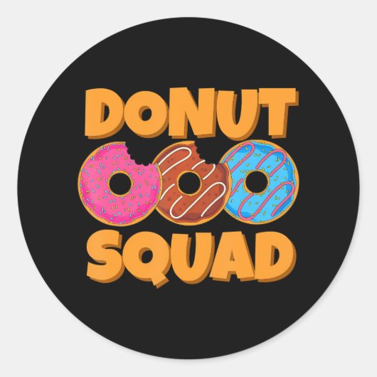 Donut Squad Grappige snoepjes Donuts Voedsel Snack Ronde Sticker (Voorkant)
