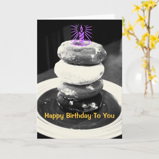 Donut Stack Birthday Card Kaart (Gele Bloem)