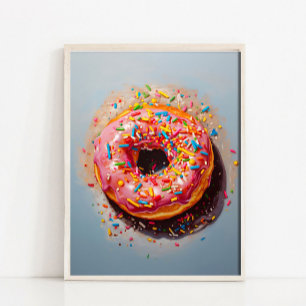 Donut Stilleven Schilderij Roze Moderne Pop Art Kl Poster