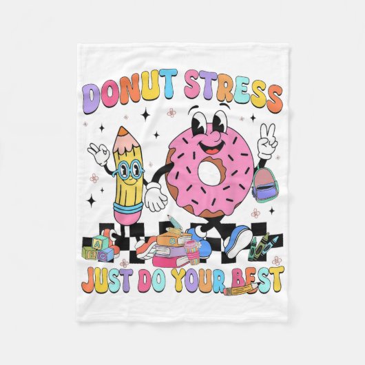 Donut stress doe gewoon je beste groovy test dag t fleece deken (Voorkant)