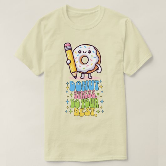 Donut Stress Doe Je Beste Retro Leraar Test Dag T-shirt (Design voorkant)