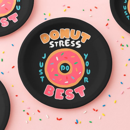 Donut Stress doet gewoon je best Papieren Bordje