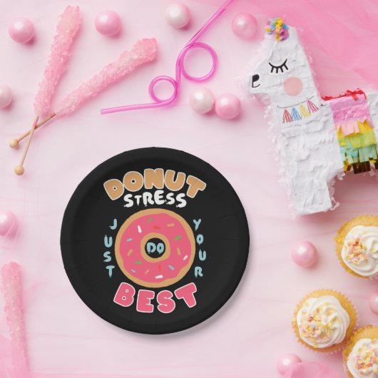 Donut Stress doet gewoon je best Papieren Bordje (Feest)